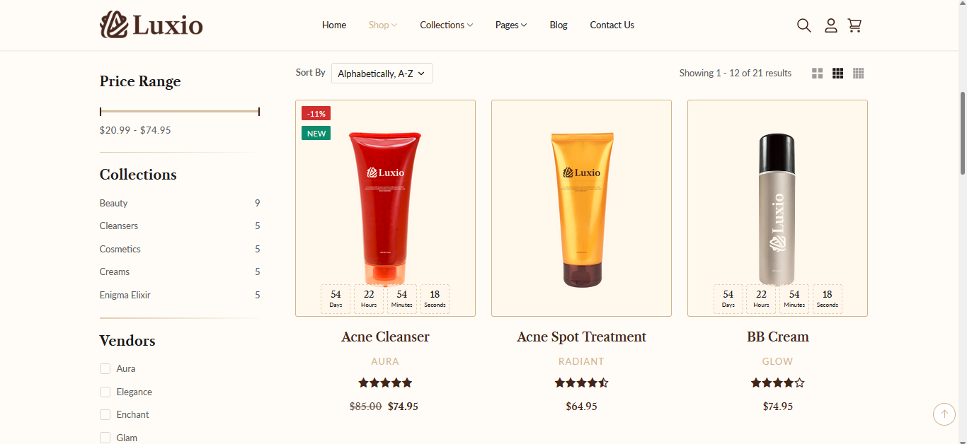 Akeans Luxio Beauty and Cosmetics Shopify Theme